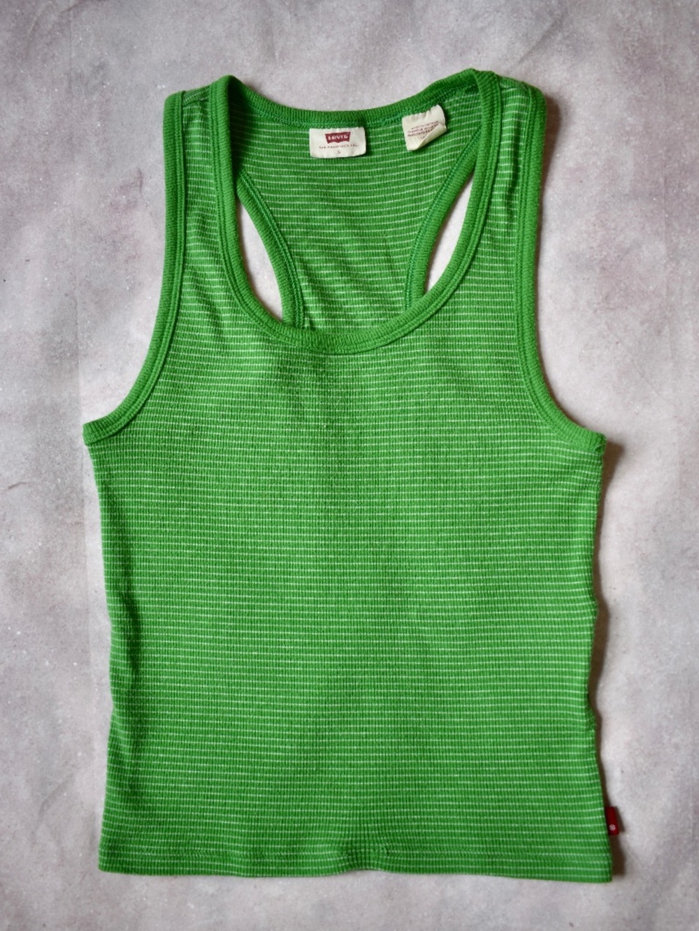Levi’s Green Striped Racerback Tank Top Size S